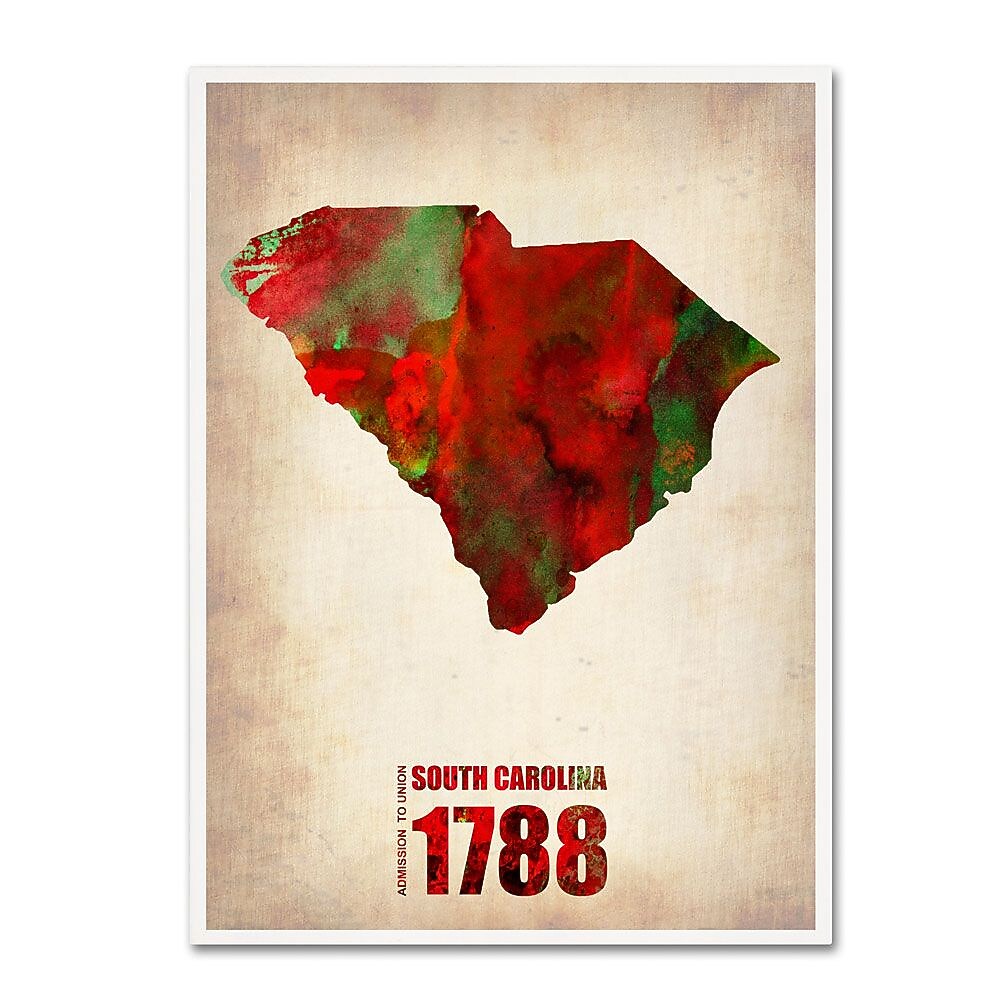 Trademark Fine Art 'South Carolina Watercolor Map' 18" x 24" Canvas Art