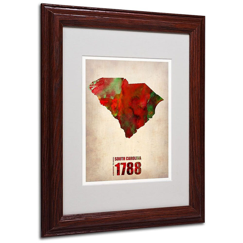 Trademark Fine Art 'South Carolina Watercolor Map' 11" x 14" Wood Frame Art