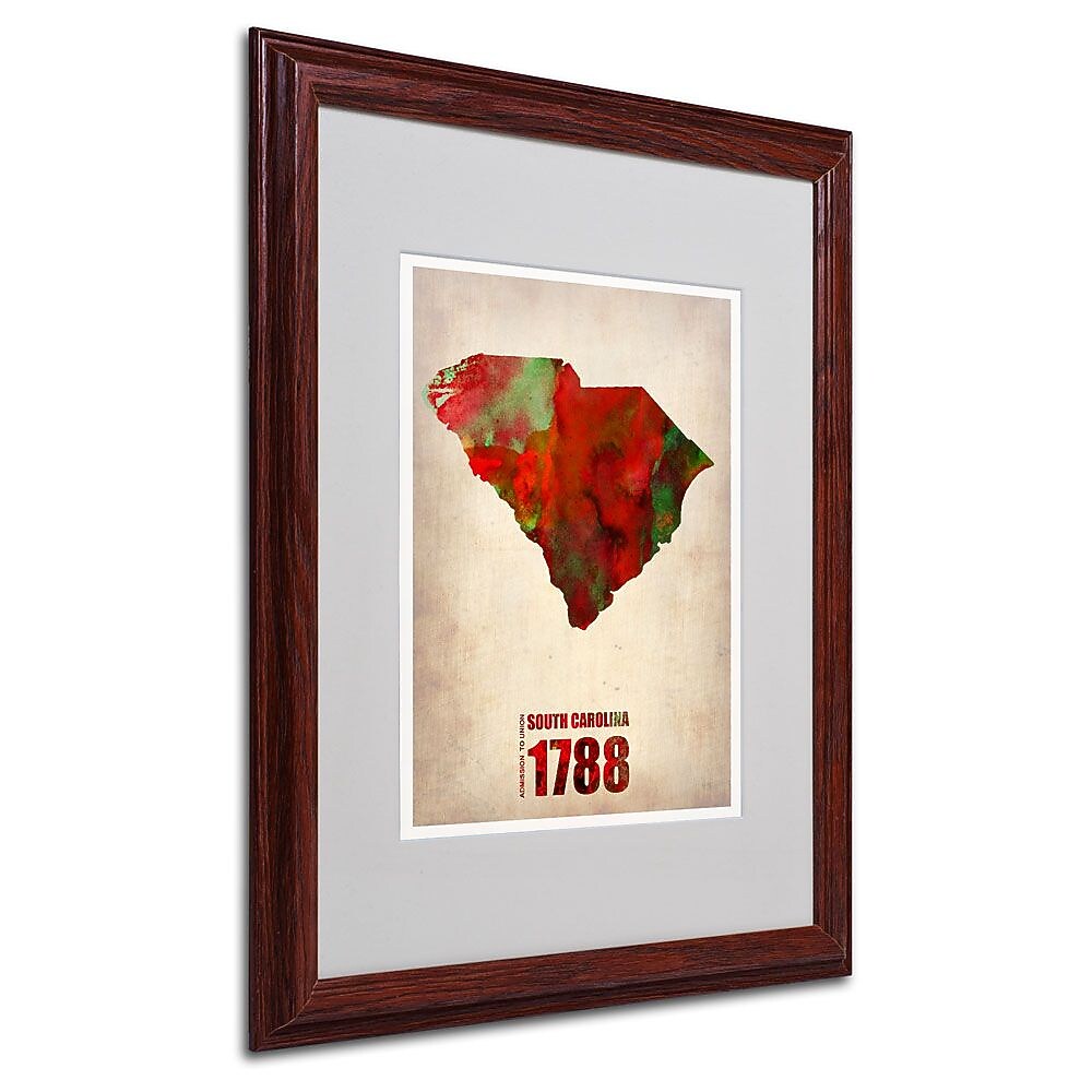Trademark Fine Art 'South Carolina Watercolor Map' 16" x 20" Wood Frame Art