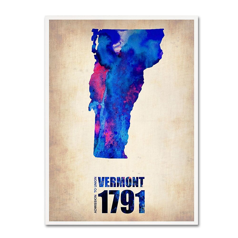 Trademark Fine Art 'Vermont Watercolor Map' 14" x 19" Canvas Art