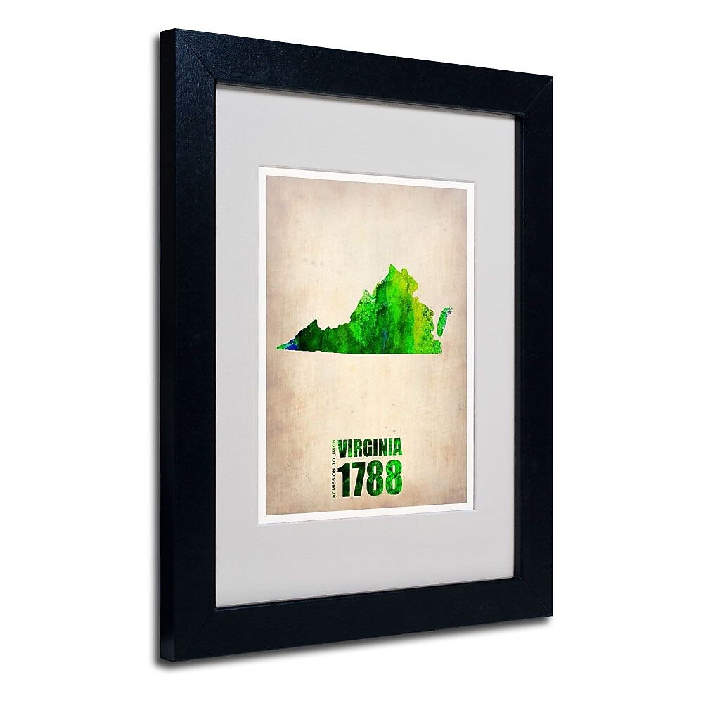 Trademark Fine Art 'Virginia Watercolor Map' 11" x 14" Black Frame Art
