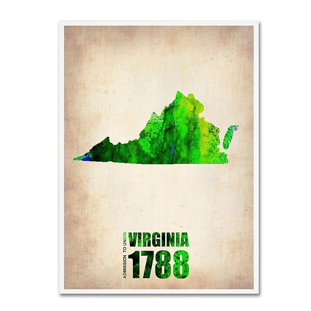 Trademark Fine Art 'Virginia Watercolor Map' 14" x 19" Canvas Art