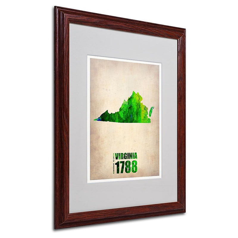 Trademark Fine Art 'Virginia Watercolor Map' 16" x 20" Wood Frame Art
