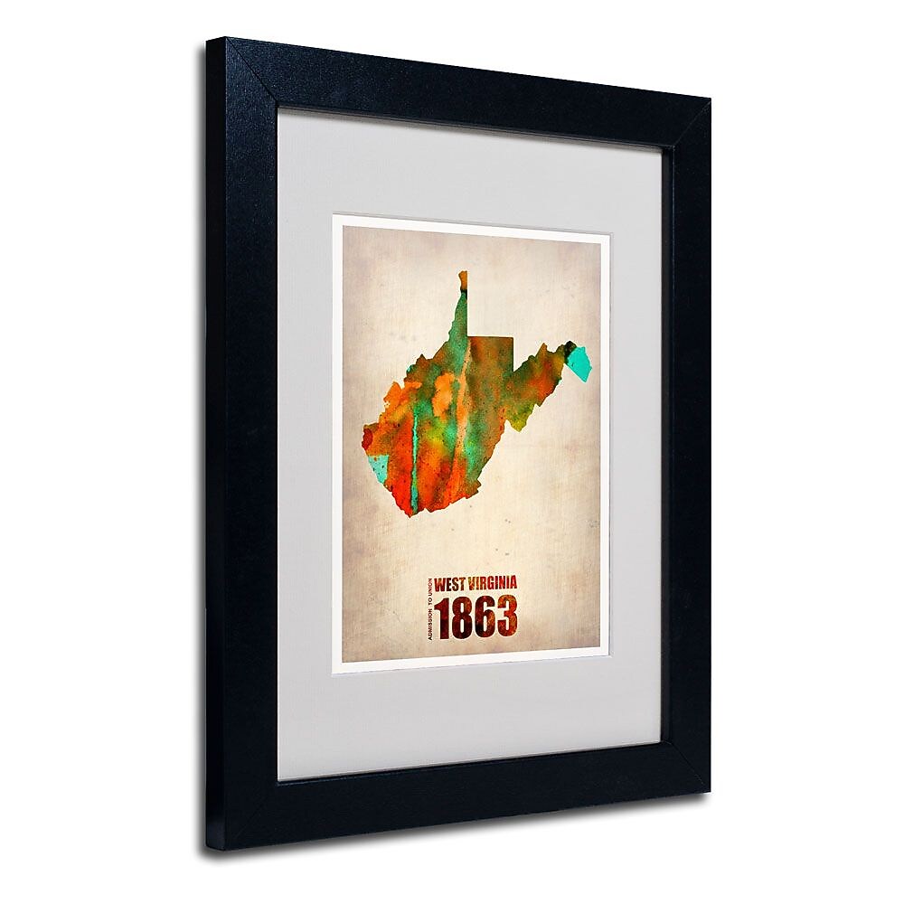 Trademark Fine Art 'West Virginia Watercolor Map' 11" x 14" Black Frame Art