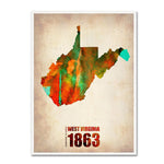 Trademark Fine Art 'West Virginia Watercolor Map' 14" x 19" Canvas Art