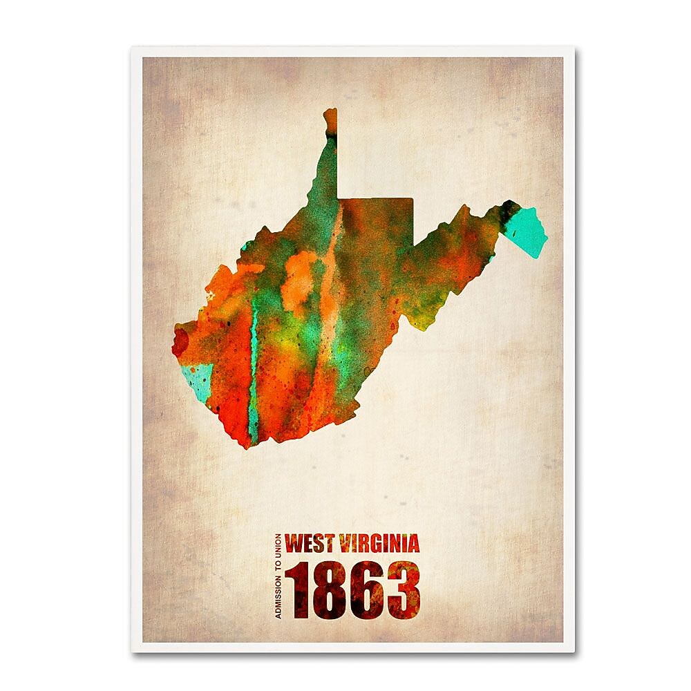 Trademark Fine Art 'West Virginia Watercolor Map' 24" x 32" Canvas Art