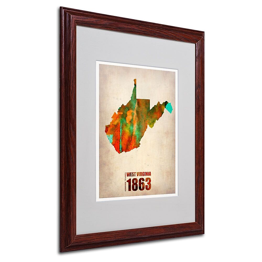 Trademark Fine Art 'West Virginia Watercolor Map' 16" x 20" Wood Frame Art