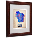 Trademark Fine Art 'Wisconsin Watercolor Map' 11" x 14" Wood Frame Art