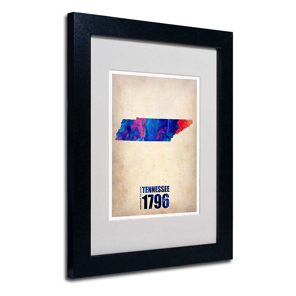 Trademark Fine Art 'Tennessee Watercolor Map' 11" x 14" Black Frame Art