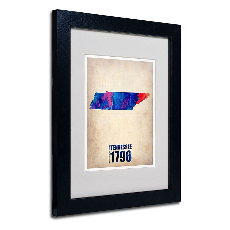 Trademark Fine Art 'Tennessee Watercolor Map' 11" x 14" Black Frame Art