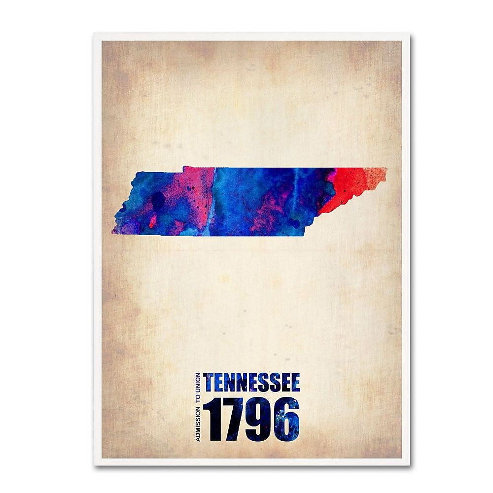 Trademark Fine Art 'Tennessee Watercolor Map' 18" x 24" Canvas Art