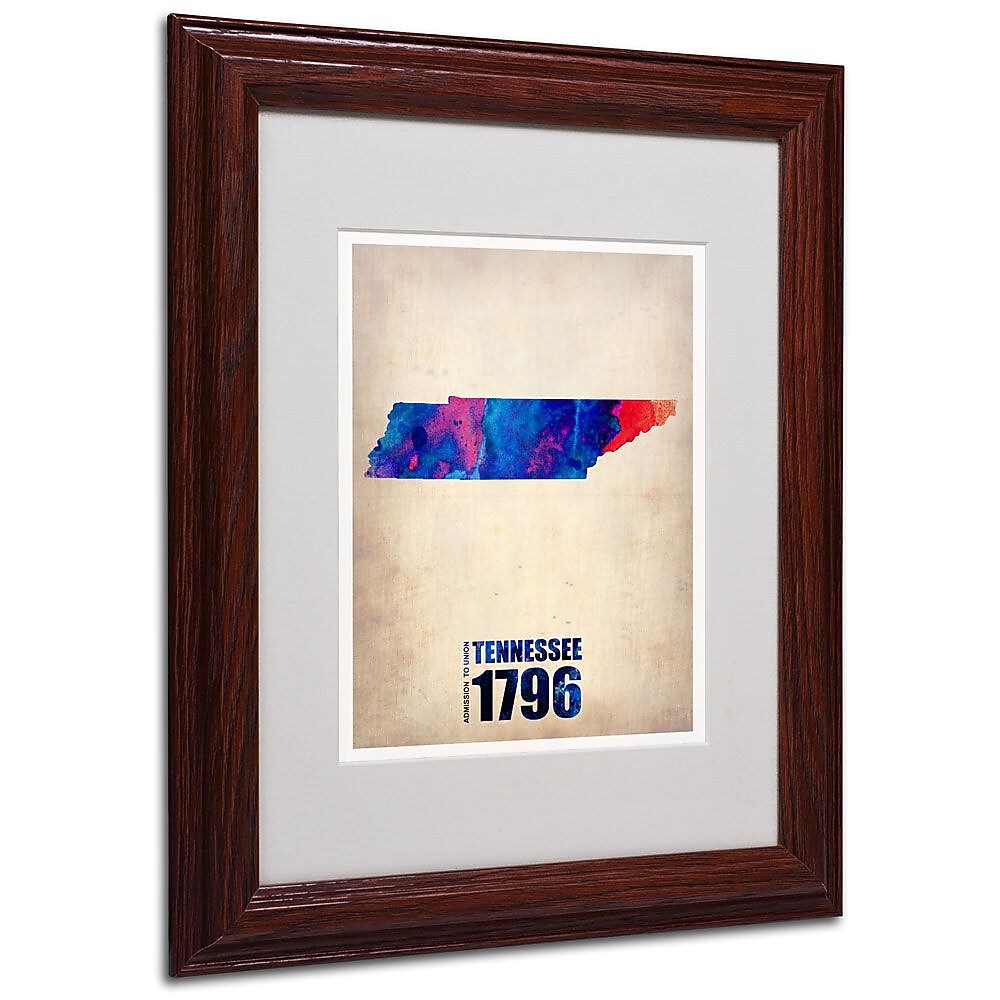 Trademark Fine Art 'Tennessee Watercolor Map' 11" x 14" Wood Frame Art