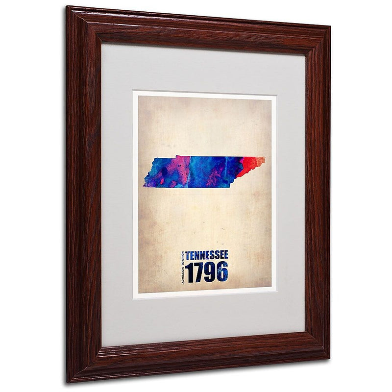 Trademark Fine Art 'Tennessee Watercolor Map' 11" x 14" Wood Frame Art