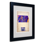 Trademark Fine Art 'Kansas Watercolor Map' 11" x 14" Black Frame Art