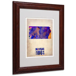 Trademark Fine Art 'Kansas Watercolor Map' 11" x 14" Wood Frame Art