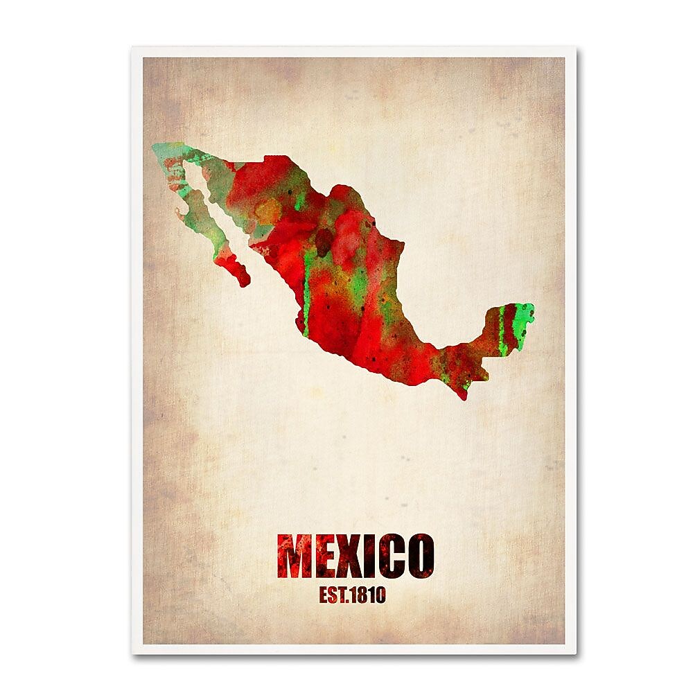 Trademark Fine Art 'Mexico Watercolor Map' 35" x 47" Canvas Art