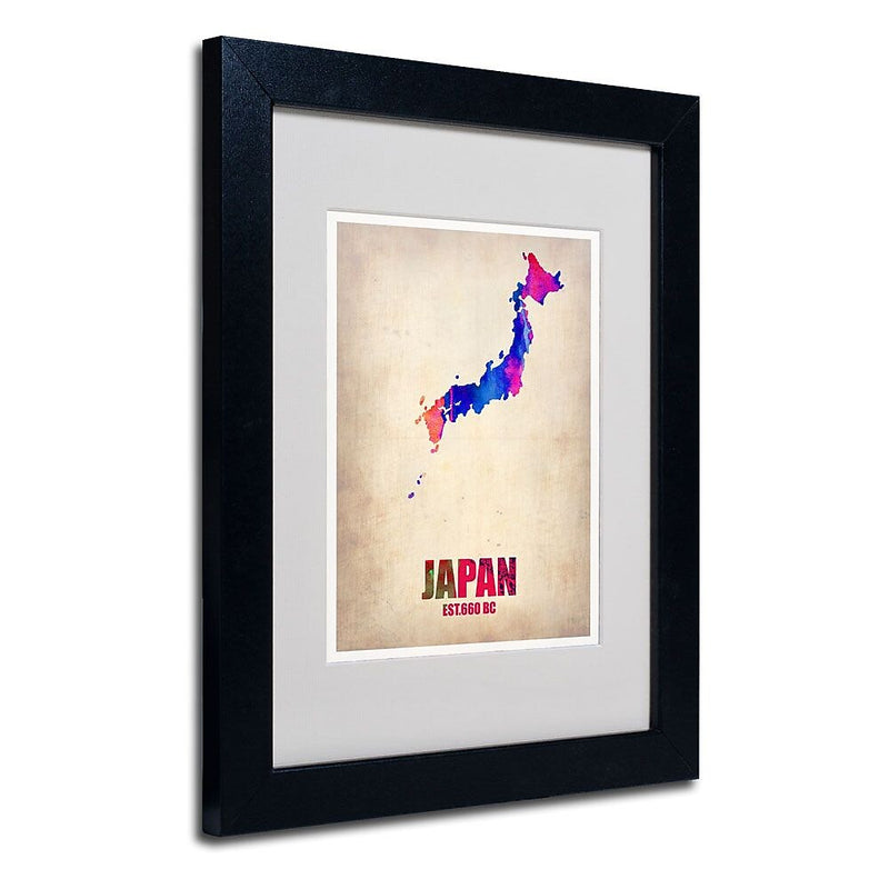 Trademark Fine Art 'Japan Watercolor Map' 11" x 14" Black Frame Art