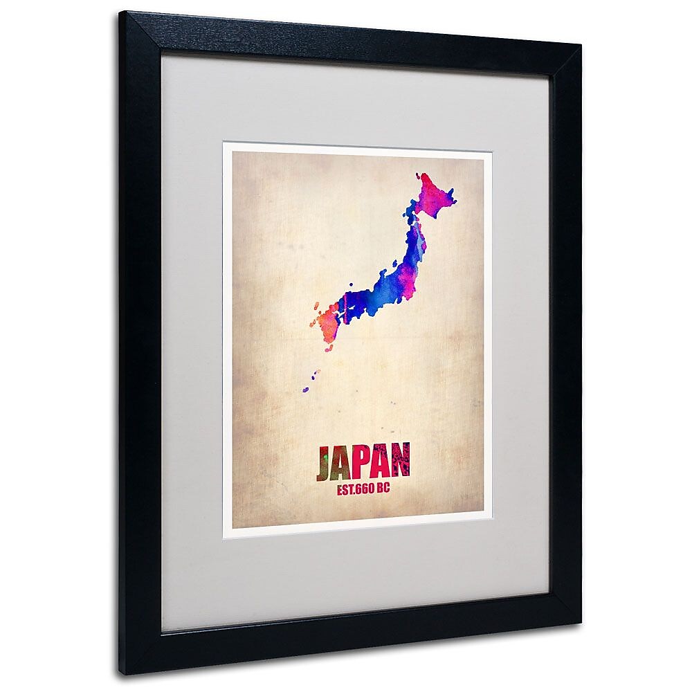 Trademark Fine Art 'Japan Watercolor Map' 16" x 20" Black Frame Art