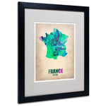 Trademark Fine Art 'France Watercolor Map' 16" x 20" Black Frame Art