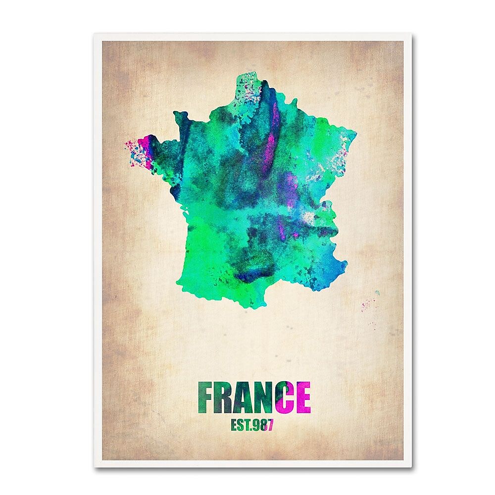 Trademark Fine Art 'France Watercolor Map' 18" x 24" Canvas Art