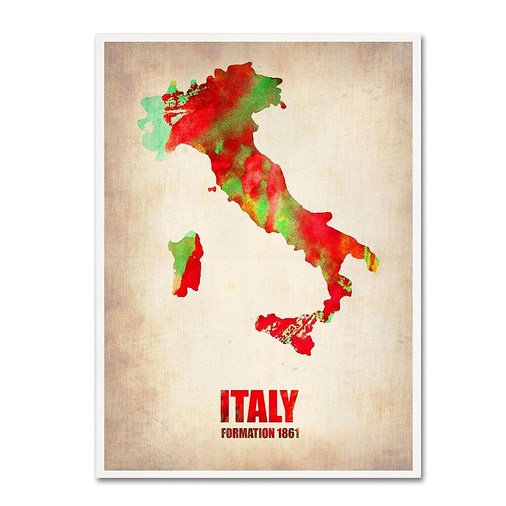 Trademark Fine Art 'Italy Watercolor Map' 24" x 32" Canvas Art