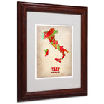 Trademark Fine Art 'Italy Watercolor Map' 11" x 14" Wood Frame Art
