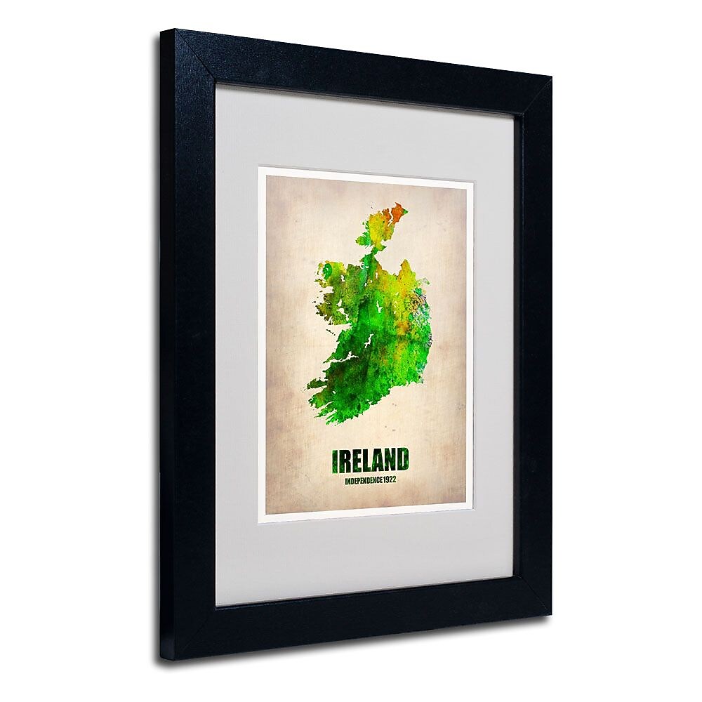 Trademark Fine Art 'Ireland Watercolor Map' 11" x 14" Black Frame Art