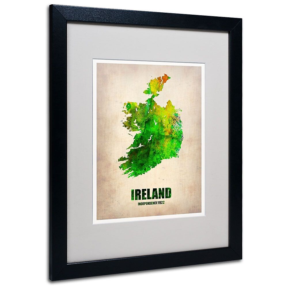 Trademark Fine Art 'Ireland Watercolor Map' 16" x 20" Black Frame Art