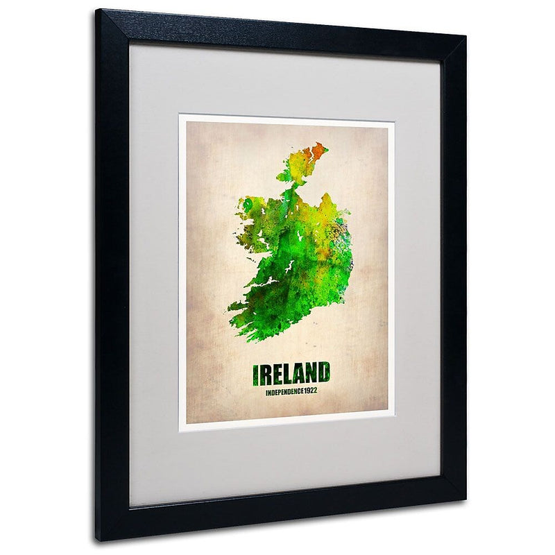 Trademark Fine Art 'Ireland Watercolor Map' 16" x 20" Black Frame Art