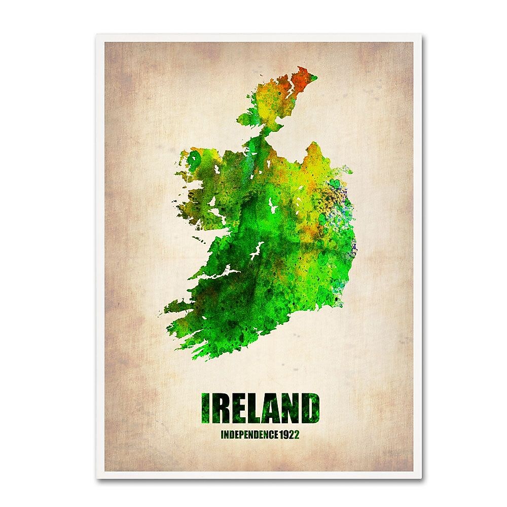 Trademark Fine Art 'Ireland Watercolor Map' 24" x 32" Canvas Art