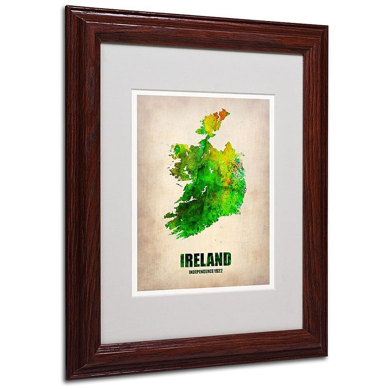 Trademark Fine Art 'Ireland Watercolor Map' 11" x 14" Wood Frame Art