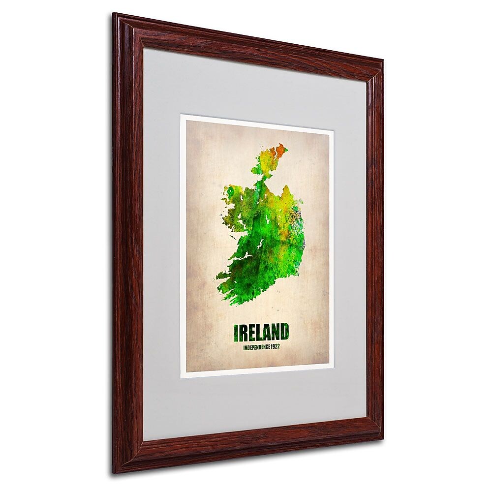 Trademark Fine Art 'Ireland Watercolor Map' 16" x 20" Wood Frame Art