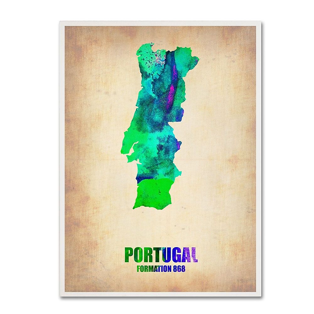 Trademark Fine Art 'Portugal Watercolor Map' 35" x 47" Canvas Art