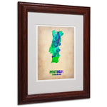 Trademark Fine Art 'Portugal Watercolor Map' 11" x 14" Wood Frame Art