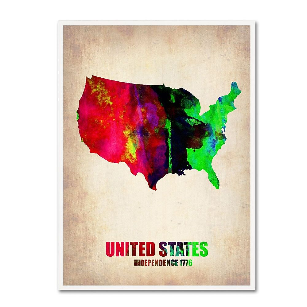 Trademark Fine Art 'United States Watercolor Map' 18" x 24" Canvas Art