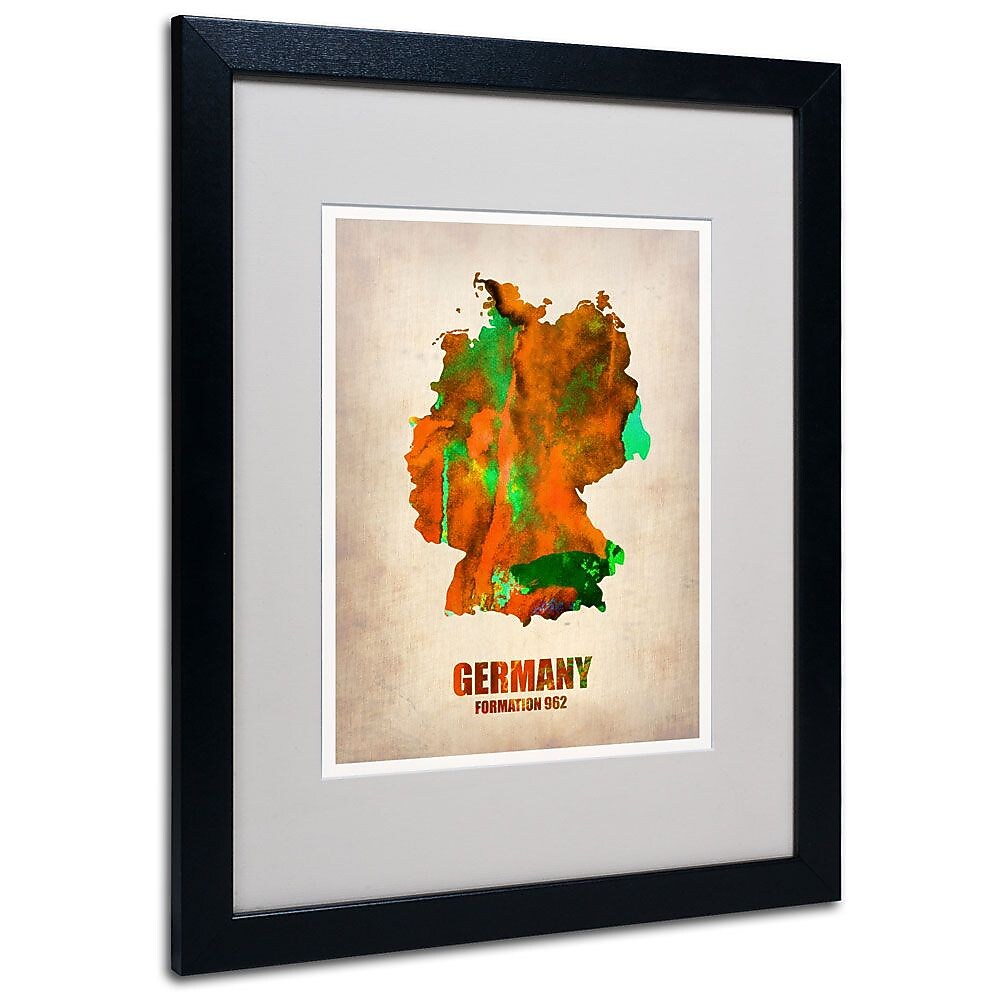 Trademark Fine Art 'Germany Watercolor Map' 16" x 20" Black Frame Art