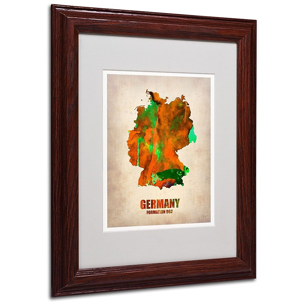 Trademark Fine Art 'Germany Watercolor Map' 11" x 14" Wood Frame Art