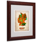 Trademark Fine Art 'Germany Watercolor Map' 11" x 14" Wood Frame Art