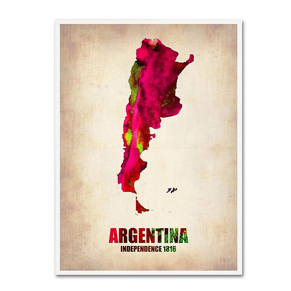 Trademark Fine Art 'Argentina Watercolor Map' 35" x 47" Canvas Art
