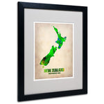 Trademark Fine Art 'New Zealand Watercolor Map' 16" x 20" Black Frame Art