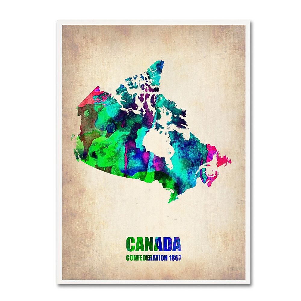 Trademark Fine Art 'Canada Watercolor Map' 14" x 19" Canvas Art
