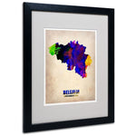 Trademark Fine Art 'Belgium Watercolor Map' 16" x 20" Black Frame Art