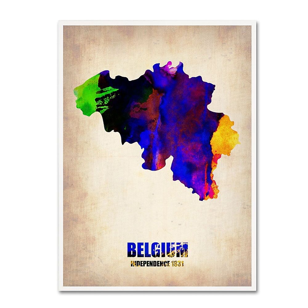 Trademark Fine Art 'Belgium Watercolor Map' 18" x 24" Canvas Art