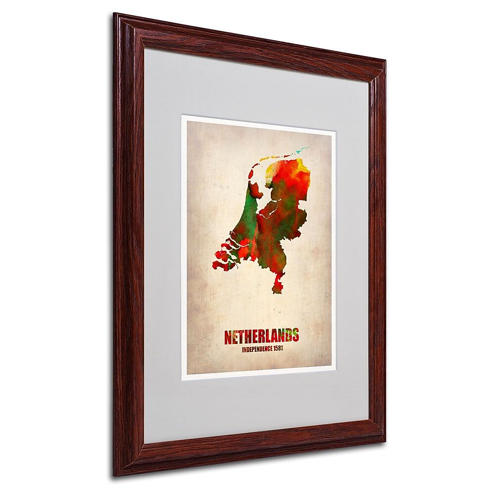 Trademark Fine Art 'Netherlands Watercolor Map' 16" x 20" Wood Frame Art