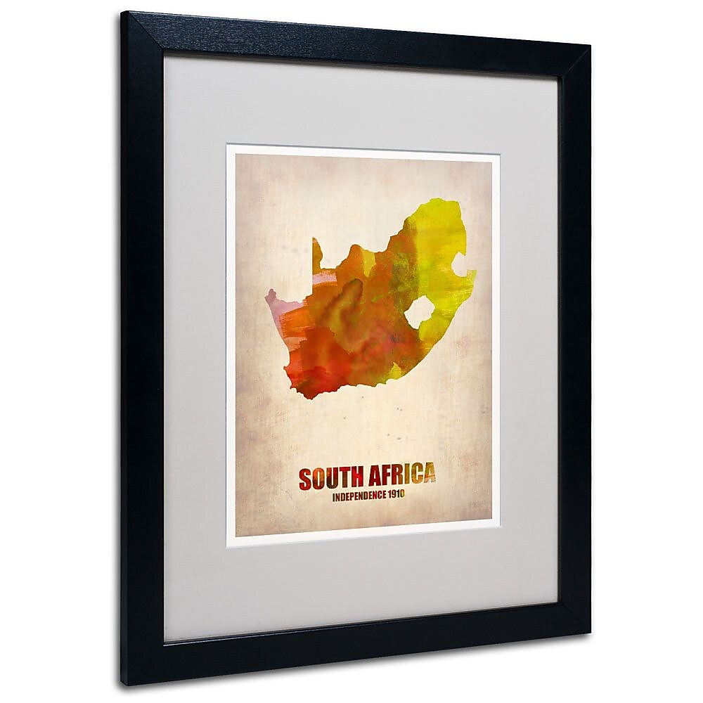 Trademark Fine Art 'South Africa Watercolor Map' 16" x 20" Black Frame Art