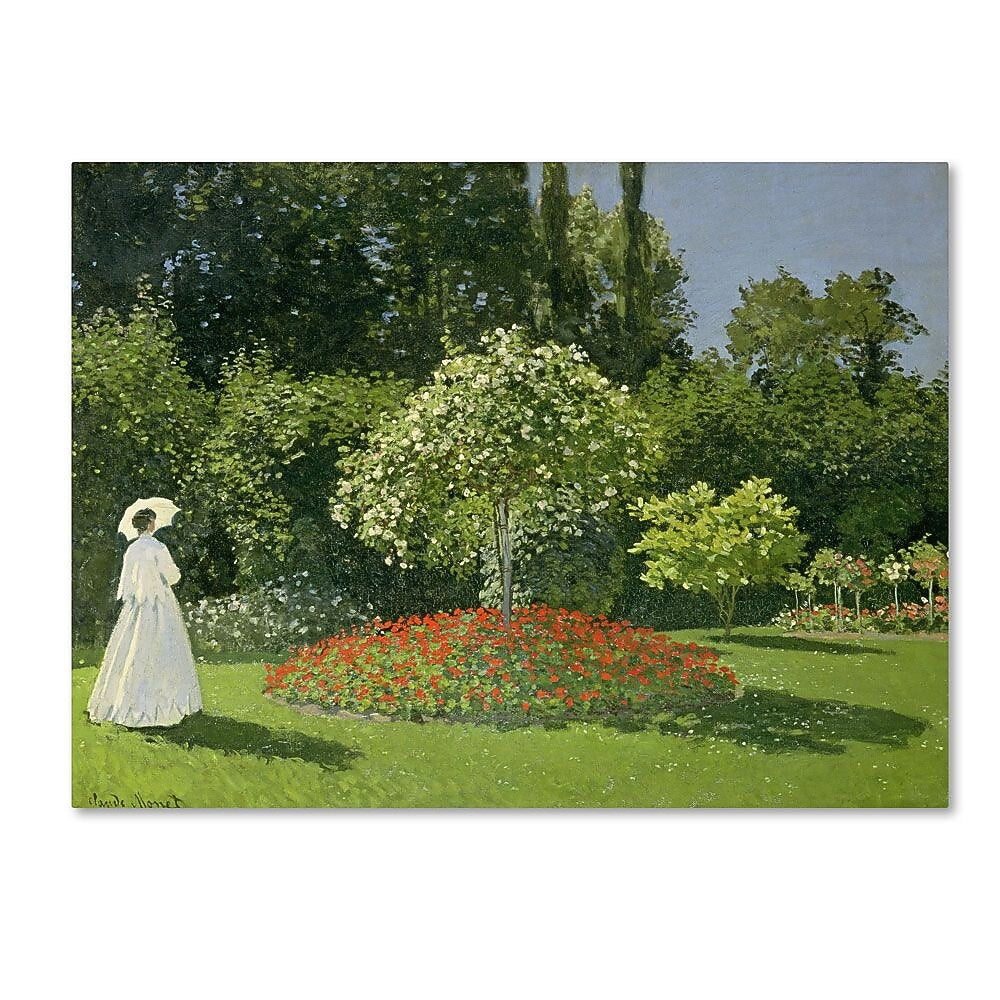 Trademark Fine Art 'Jeanne Marie Lecadre in the Garden' 14" x 19" Canvas Art