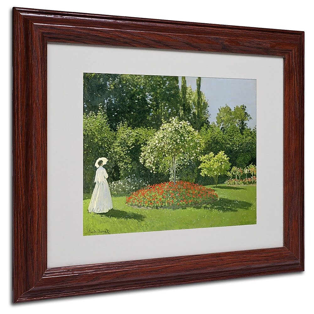 Trademark Fine Art 'Jeanne Marie Lecadre in the Garden' 11" x 14" Wood Frame Art