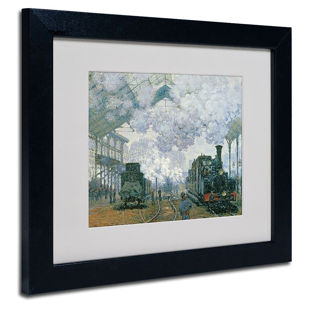 Trademark Fine Art 'Gare Saint-Lazare Arrival of a Train' 11" x 14" Black Frame Art