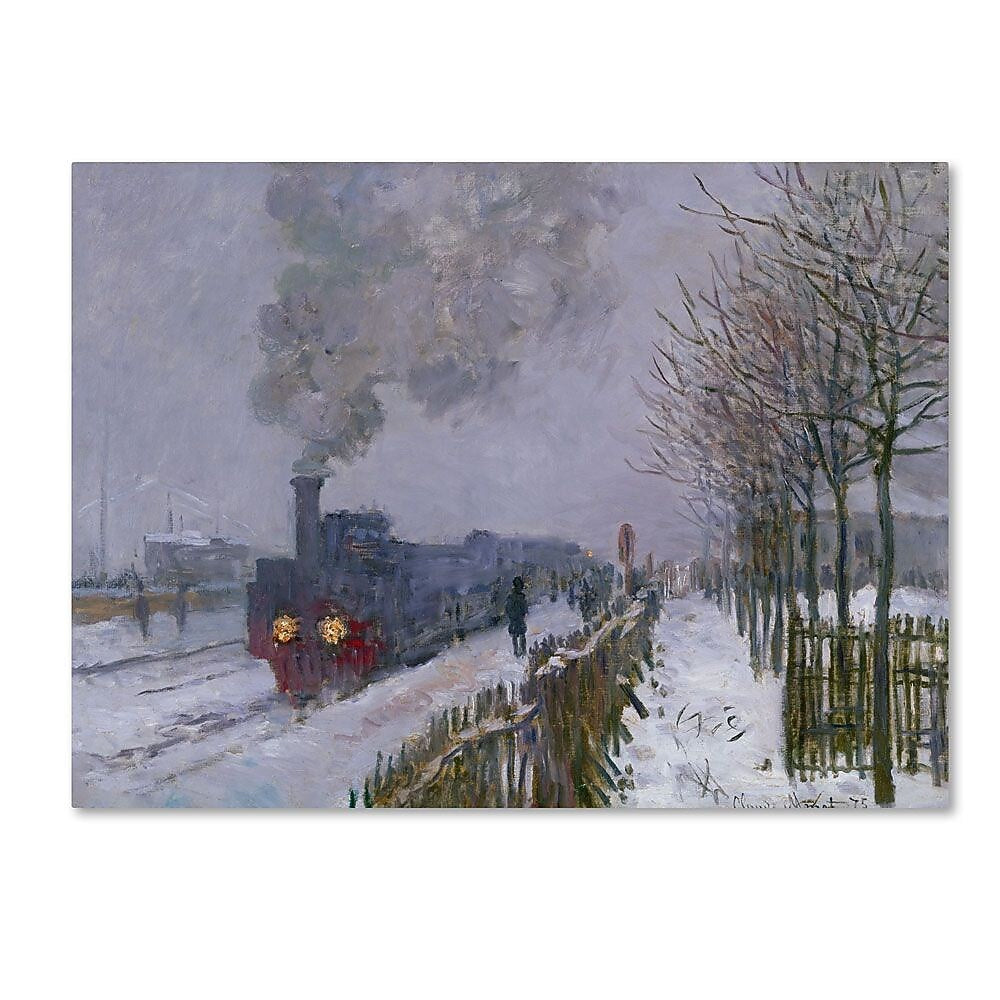Trademark Fine Art 'Train In the Snow' 14" x 19" Canvas Art