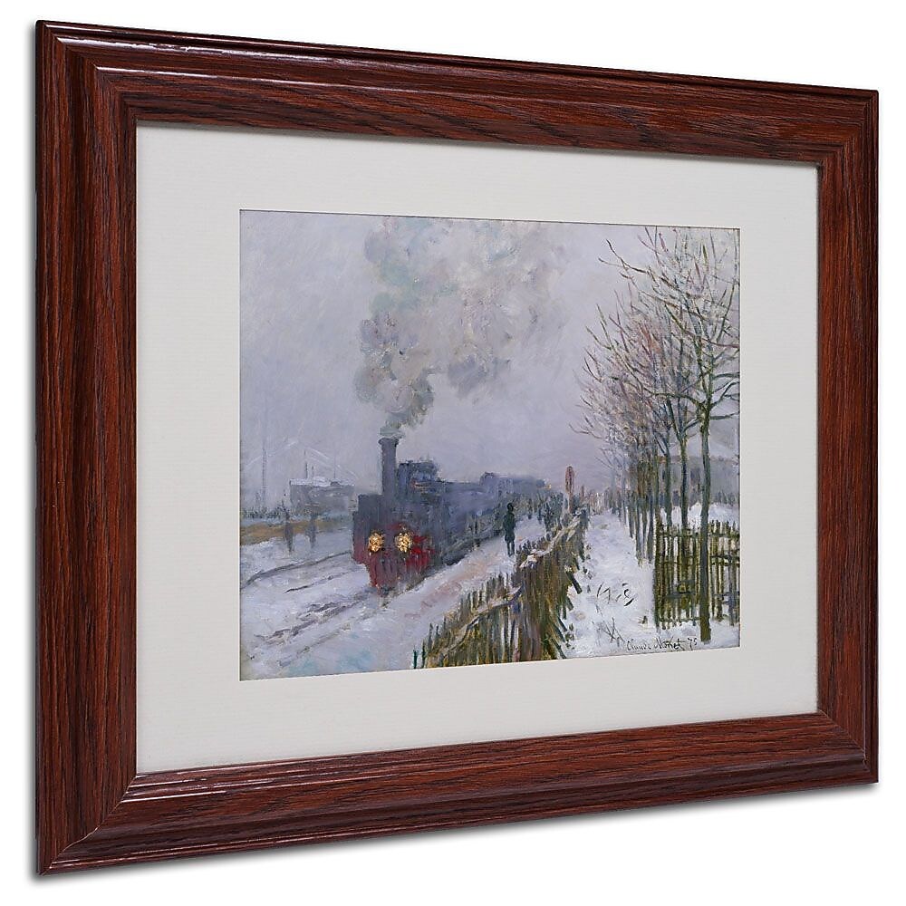 Trademark Fine Art 'Train In the Snow' 11" x 14" Wood Frame Art